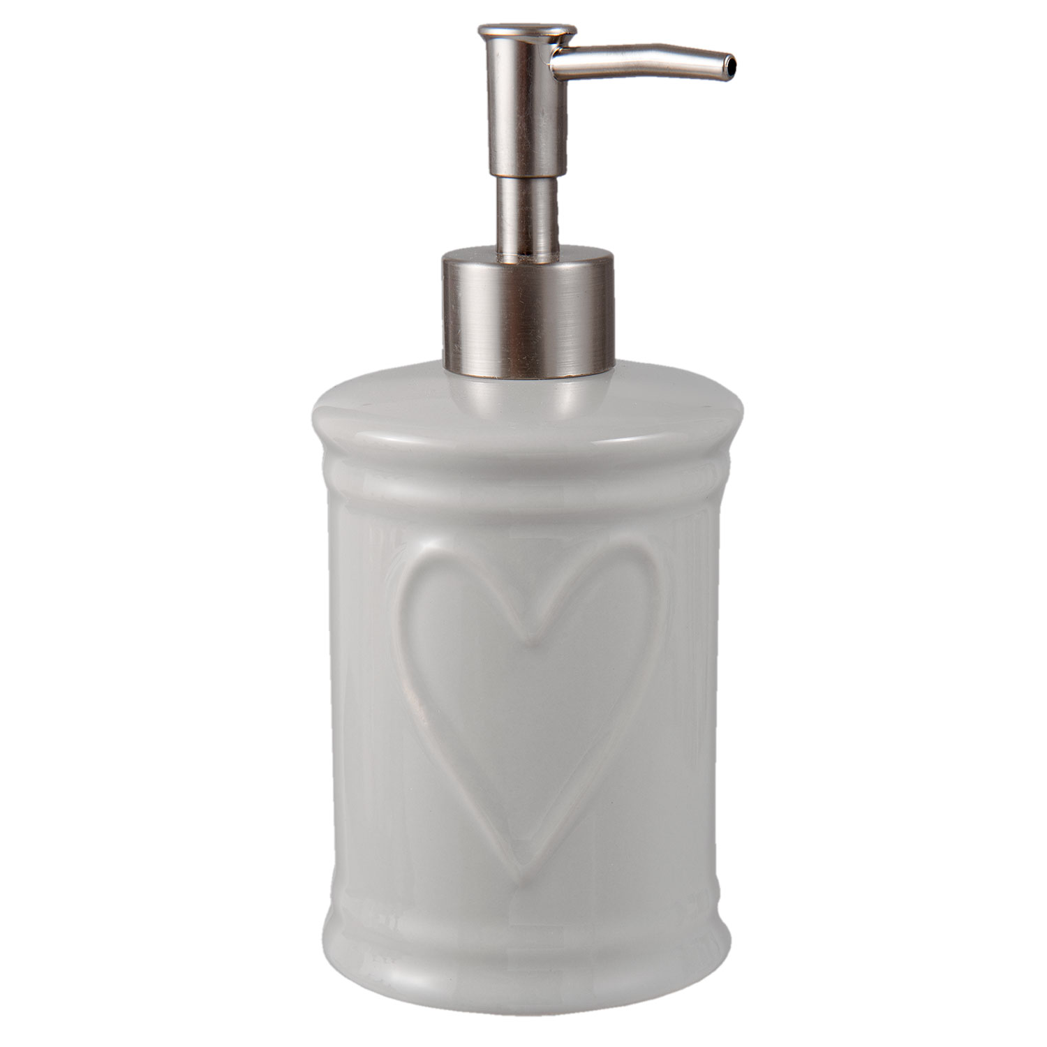 clayre & Eef  Gray Ceramic Soap Dispenser with Heart