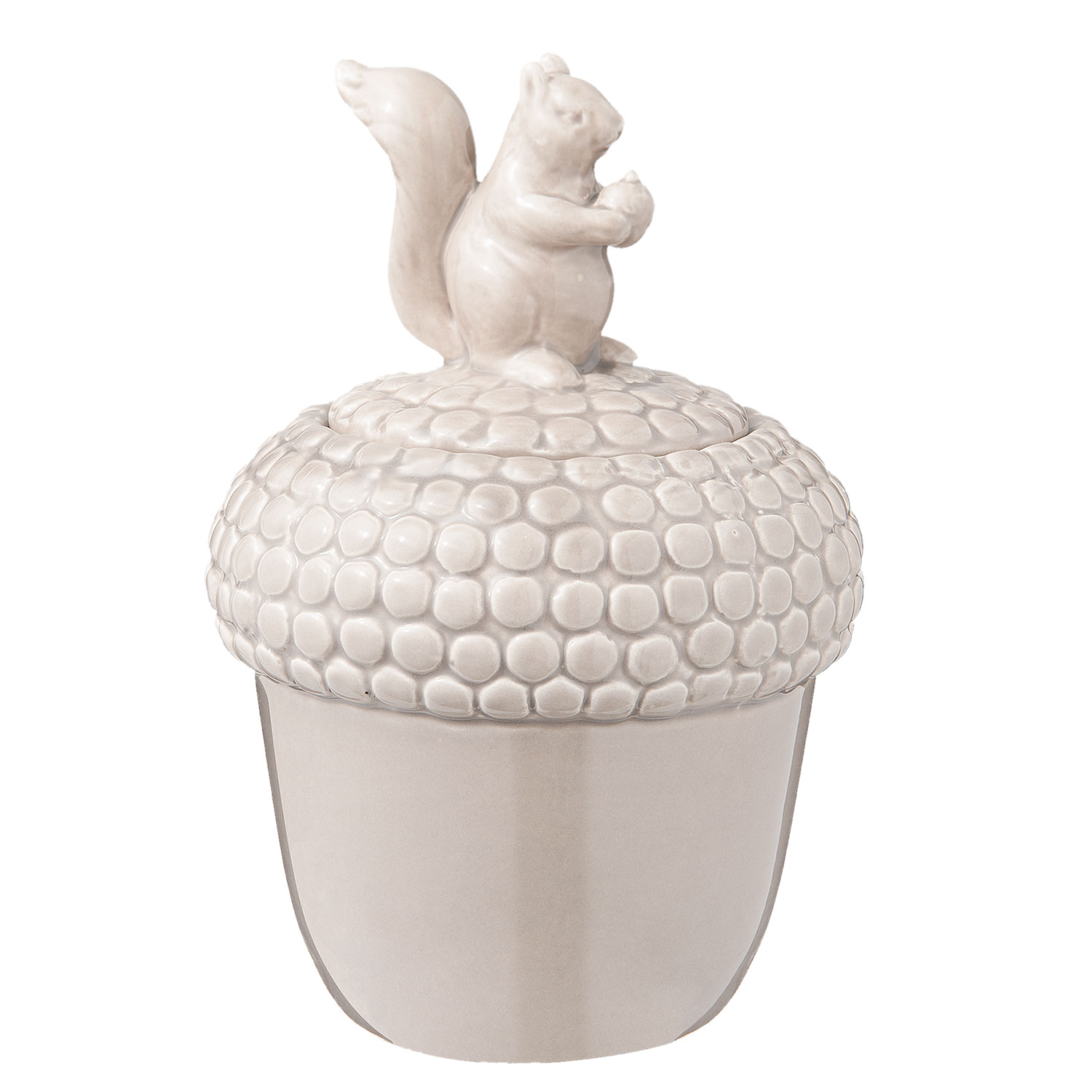 clayre & Eef  Gray Ceramic Storage Jar with Squirrel
