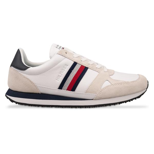 Tommy Hilfiger Leather Stripe Trainers Shoes White