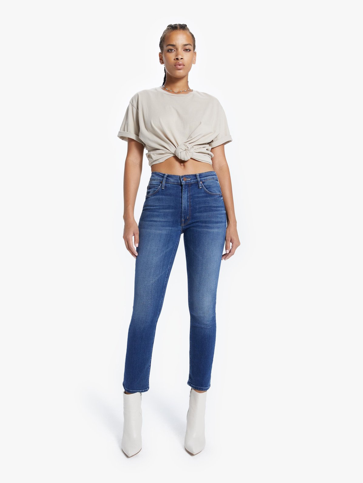 Mother Denim Mid Rise Dazzler Ankle Jeans in Sweet & Sassy