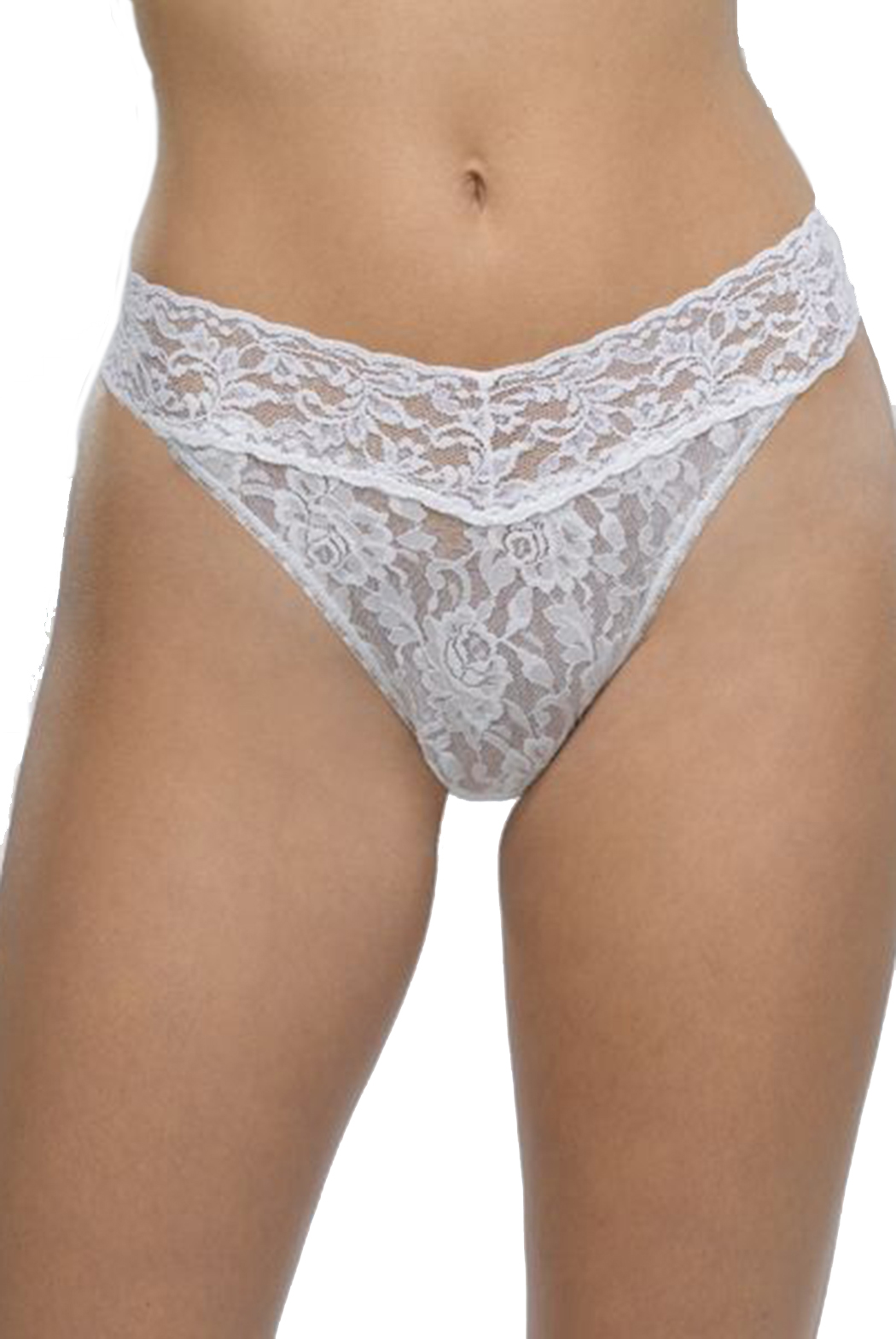 Signature Lace Original Rise Thong - White