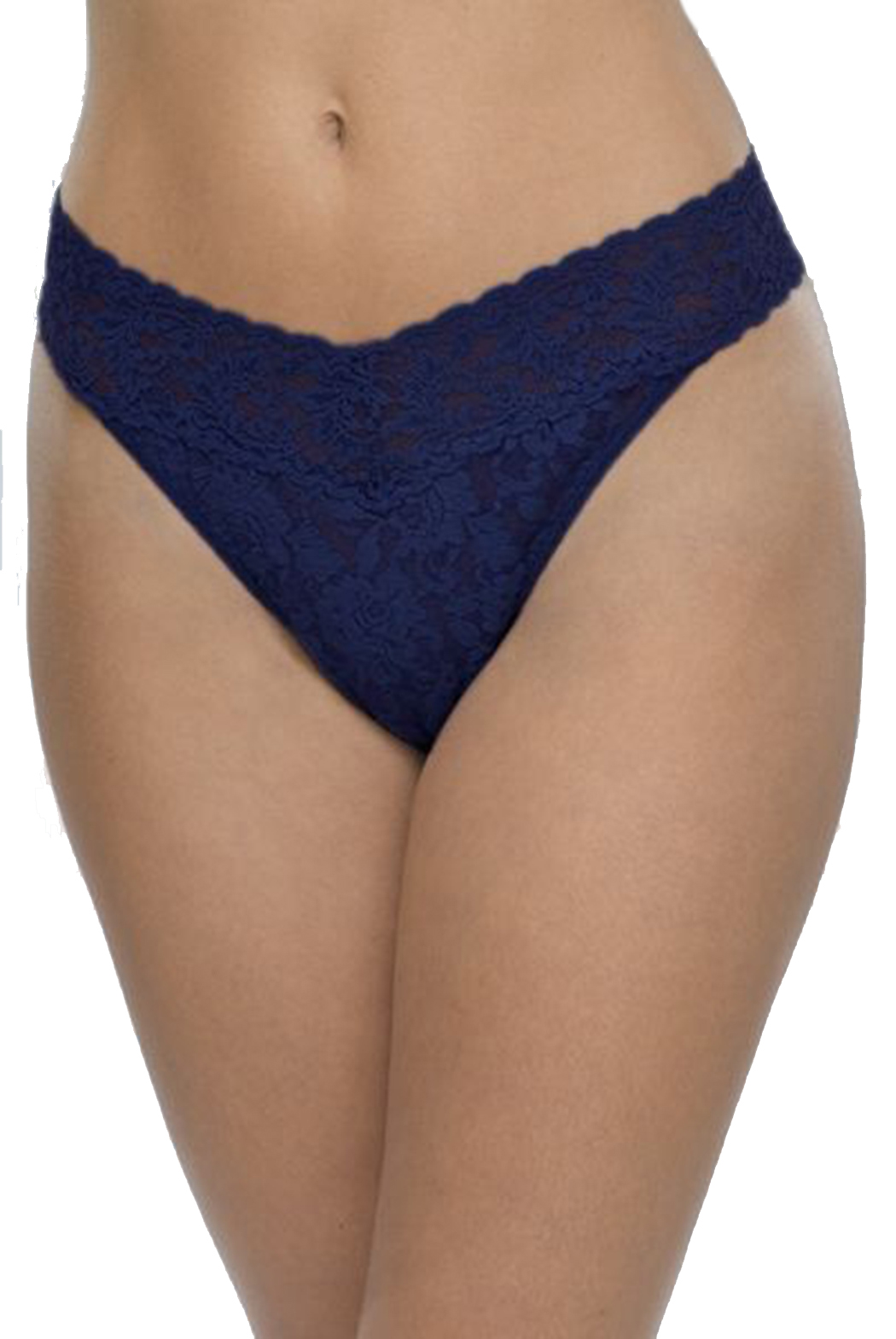 Signature Lace Original Rise Thong - Navy