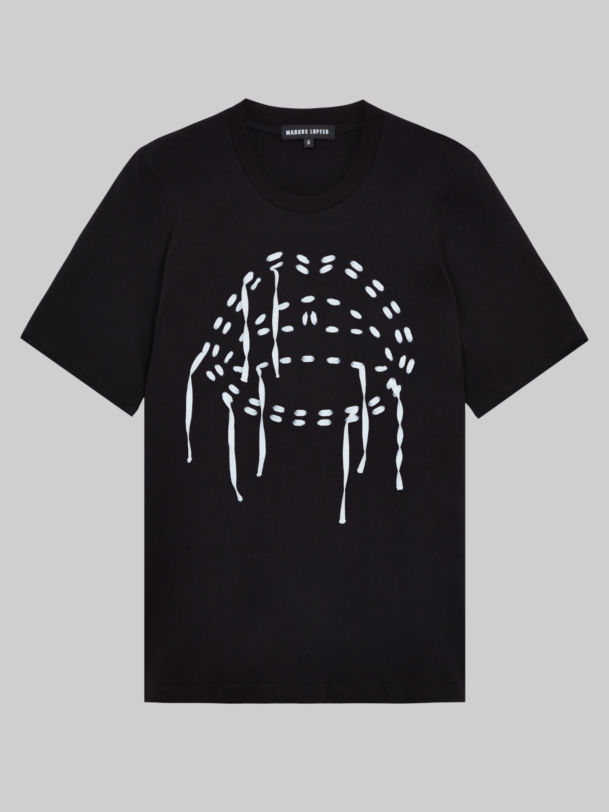 Markus Lupfer Alex Embroidered Laced Lip Tee in Black