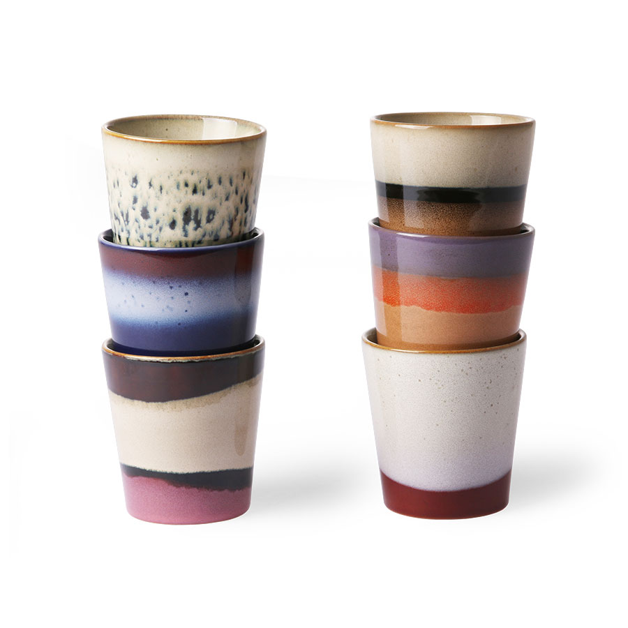 HK Living 70s Ceramics: Coffee Mugs (Set of 6)