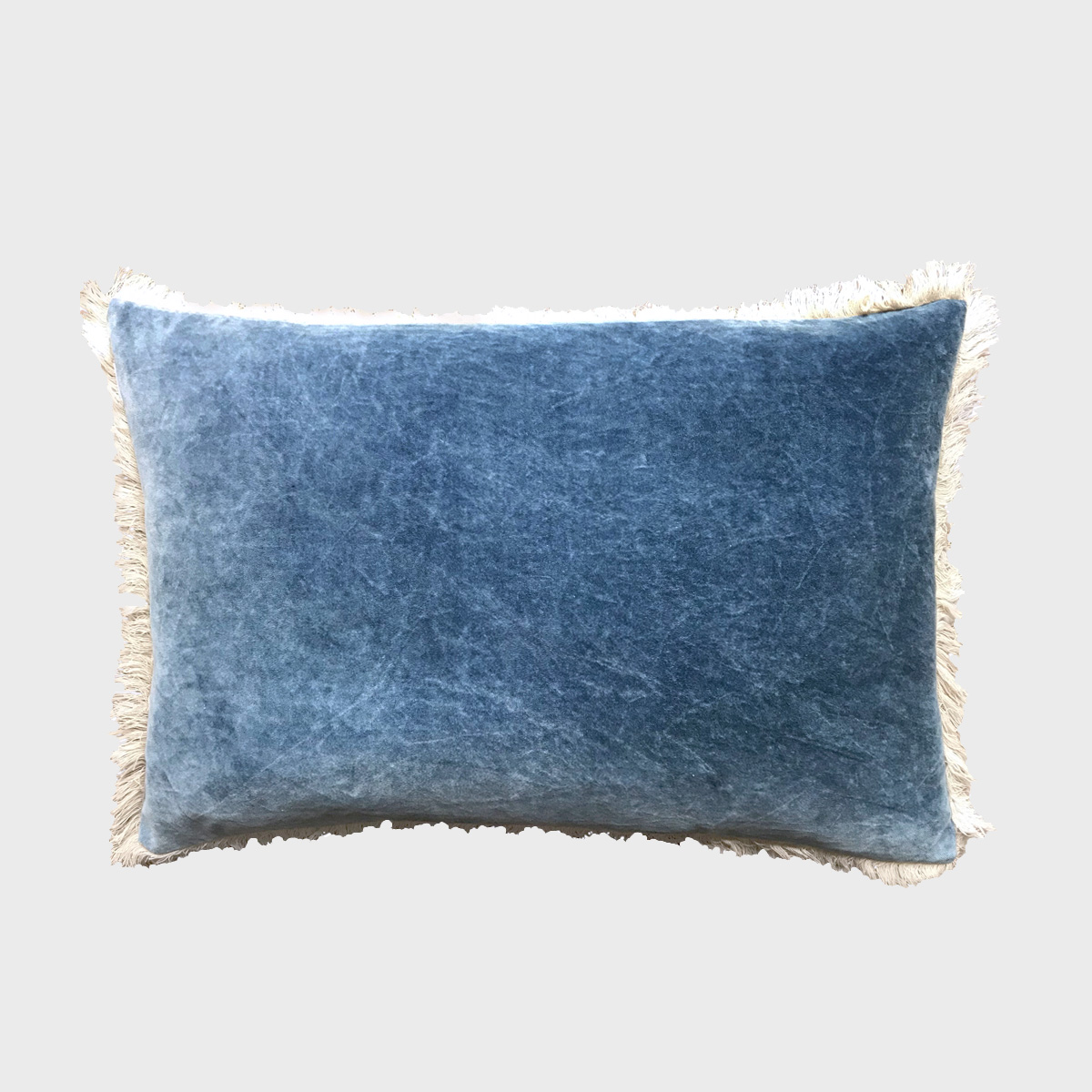 Maitri Stonewashed Velvet Cushion Cover Blue 40 X 60