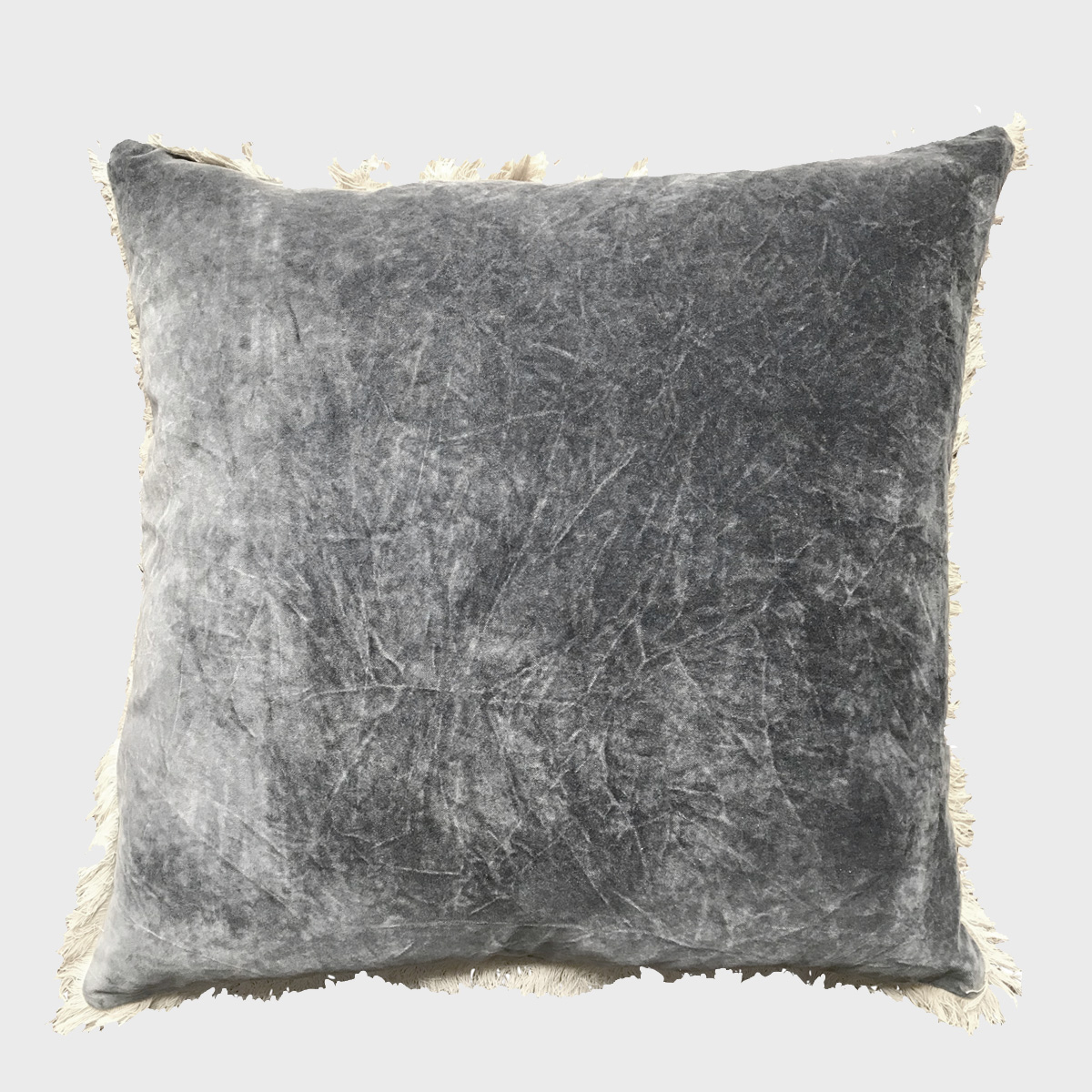 Maitri Stonewashed Velvet Cushion Charcoal 60 X 60