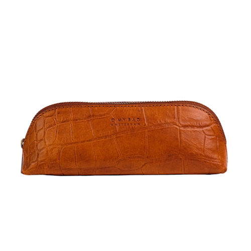 O My Bag  Pencil Case Large Cognac Croco Classic Leather