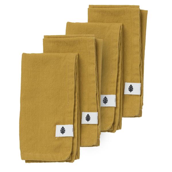 Bungalow DK Set Of 4 Saara Ochre Mustard Yellow Cotton Napkins