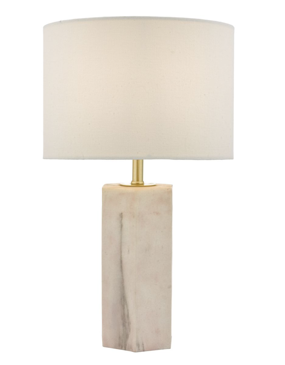 Där Lighting Nalani Table Lamp Pink & Marble Effect With Shade