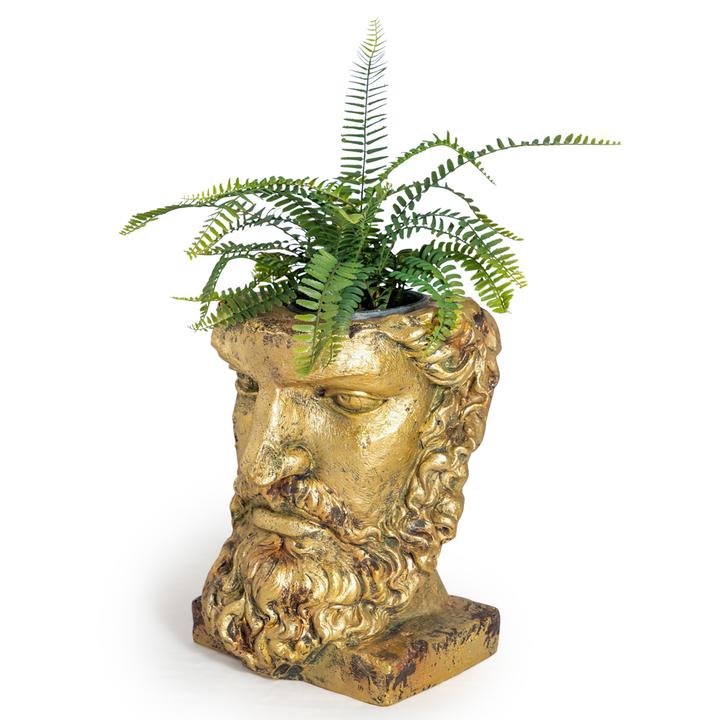Tall Antiqued Gold Effect Classical Face Planter