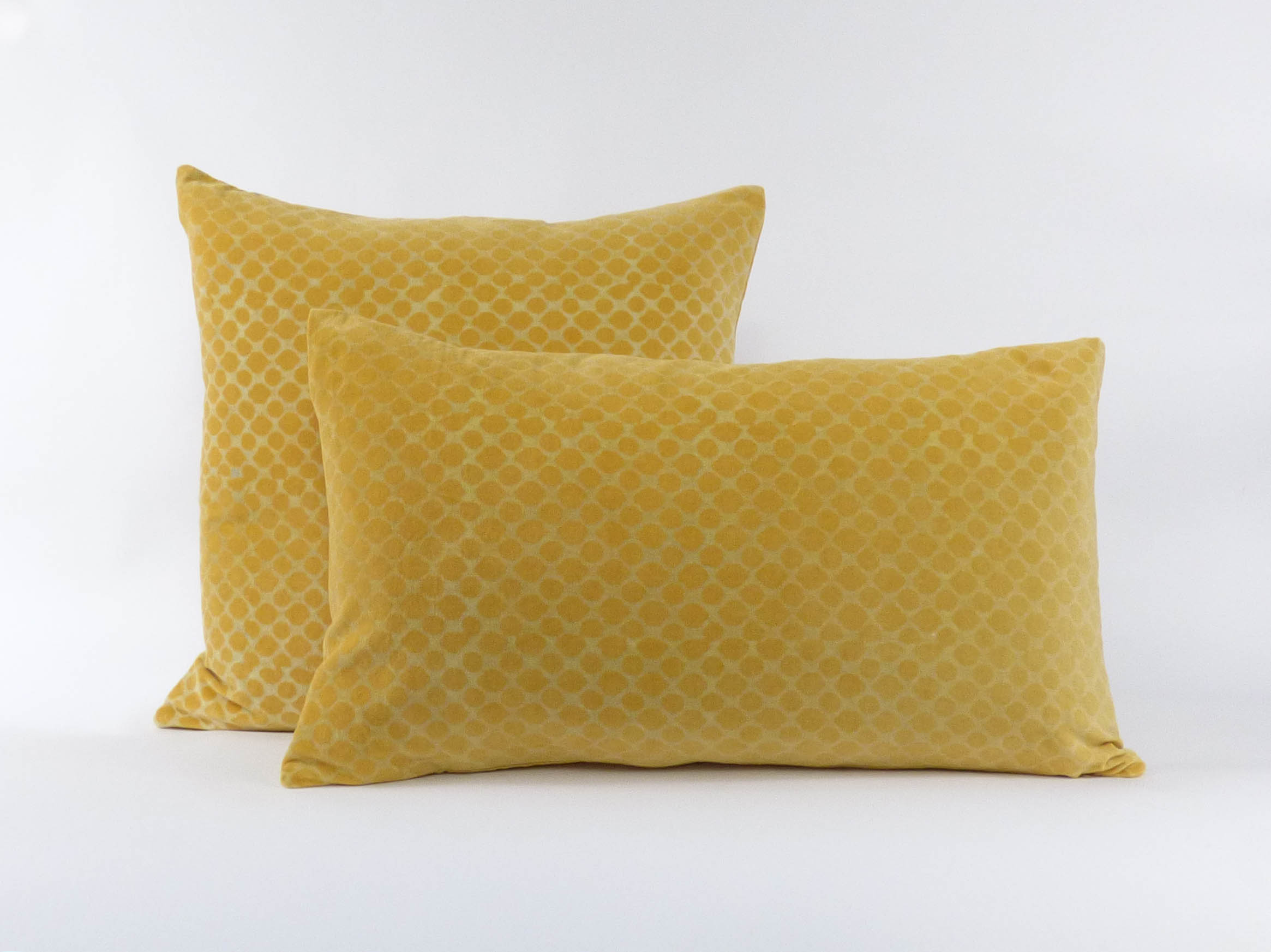 Indigo & Wills Honeycomb Yellow Velvet Cushions