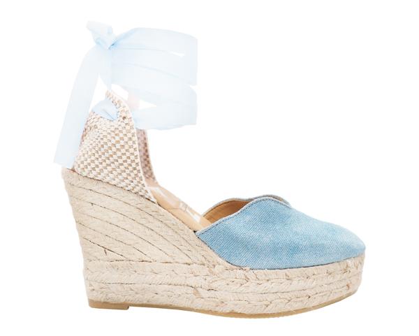 Light Denim Heart Shape Wedges Espadrilles