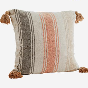 Trouva: Tri Colour Striped Cushion With Tassels