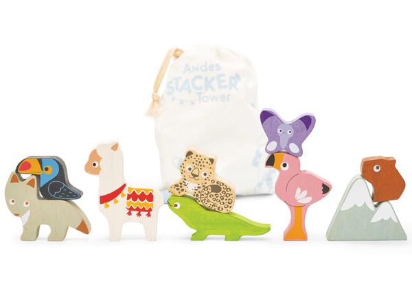 Wooden Andes Stacking Animals Bag