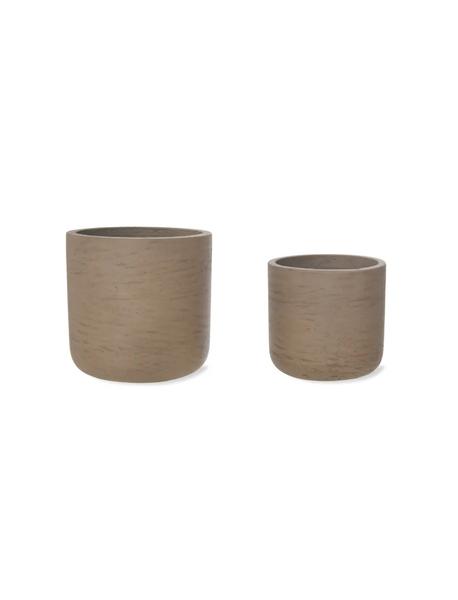 Set Of 2 Cement Plant Pots In Warm Stone