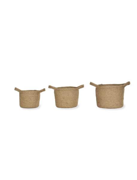 Set Of 3 Woven Jute Plant Pots