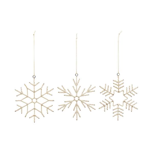 House Doctor Set Of 3 Large Cotton Christmas Snowflake Ornaments