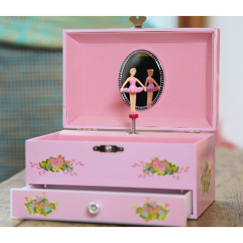 Loula and Deer Pink Ballerina Music Jewellery Box 