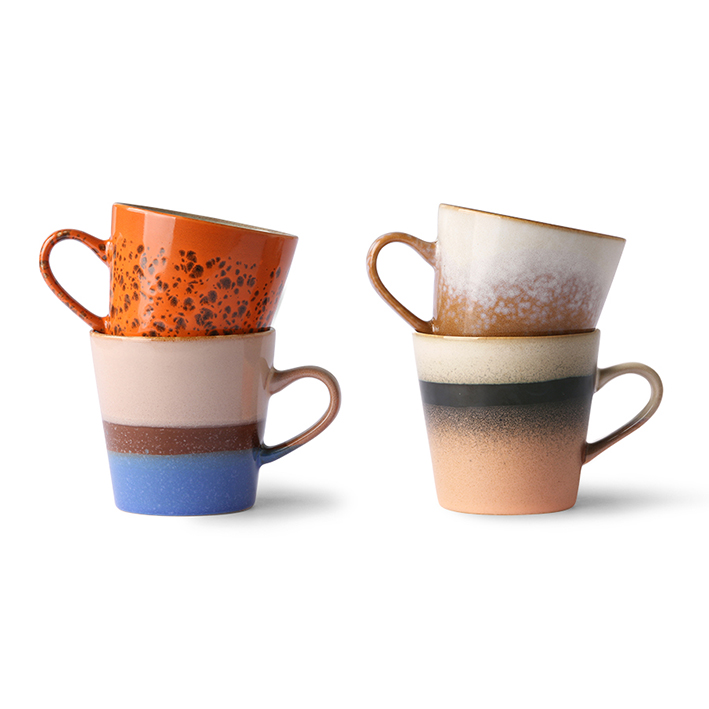 HK Living Set of 4 70s Ceramics Americano Mugs