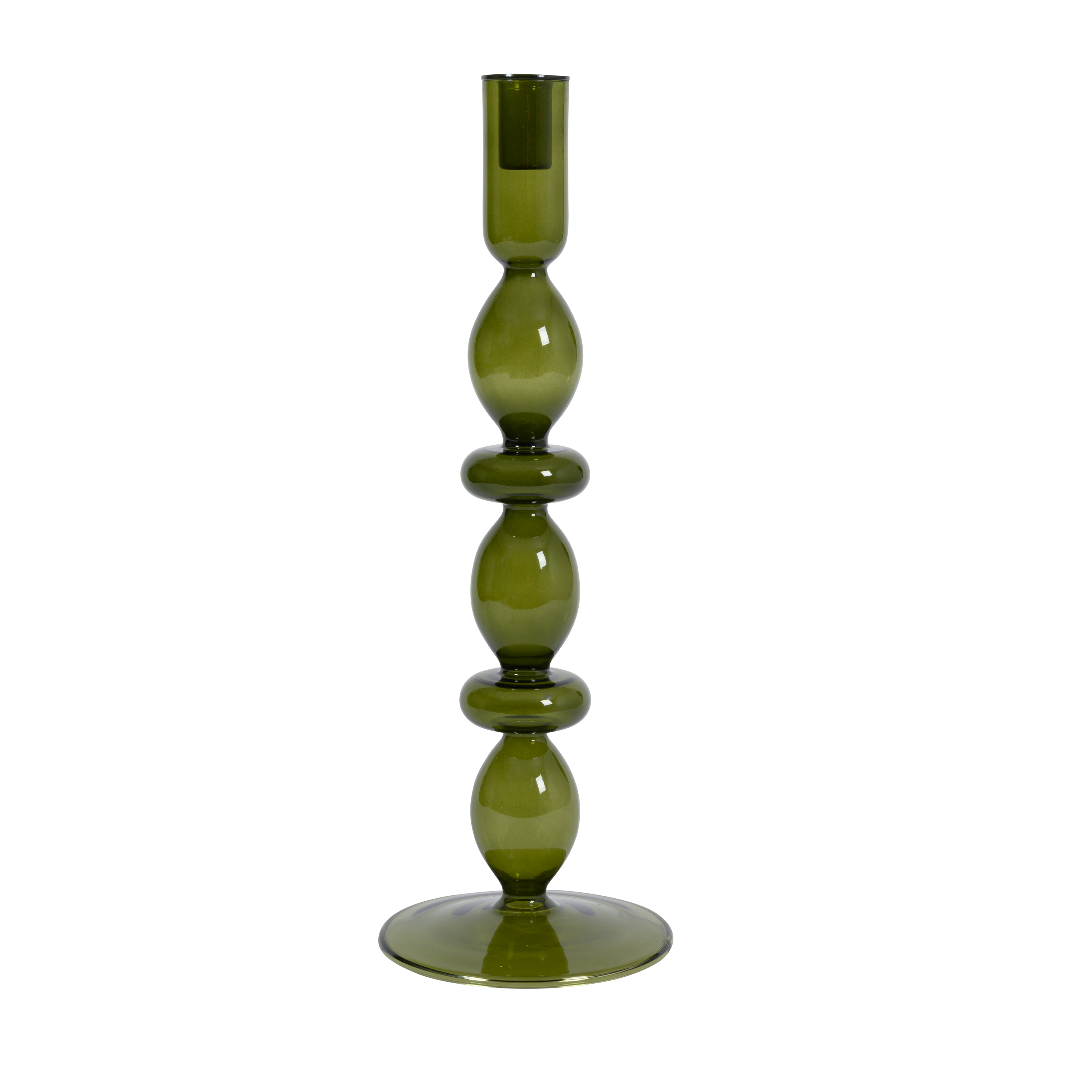 Urban Nature Culture Candle holder recycled glass L - FIR GREEN