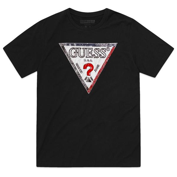 Guess Triesley Logo Print T Shirt Black