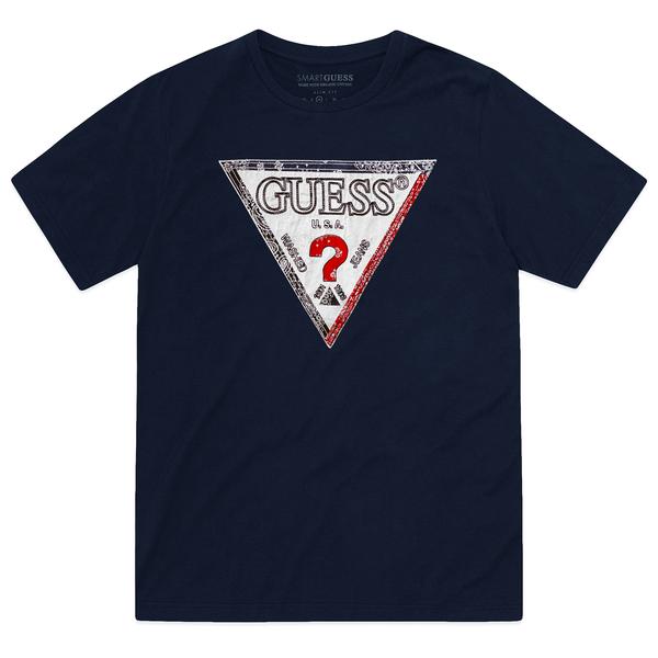 Guess Navy Triesley Logo Print T Shirt 