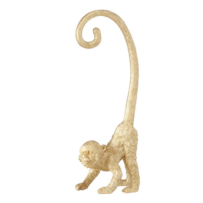 &Quirky Gold Monkey Figure With Curly Tail