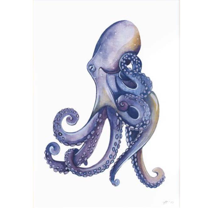 Sabrizzo Blue Octopus  Sabrizzo Illustration Print