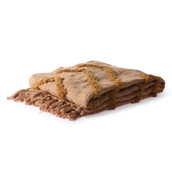 Cotton Fringe Pattern Throw 170 X 130 Brown