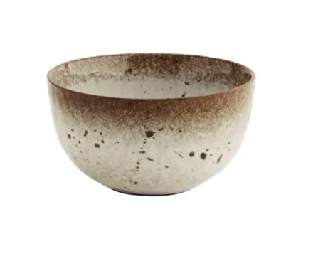 Hand Finished Stoneware Bowl White / Brown