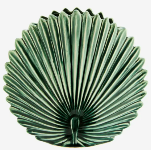 Madam Stoltz Green Stoneware Leaf Vase