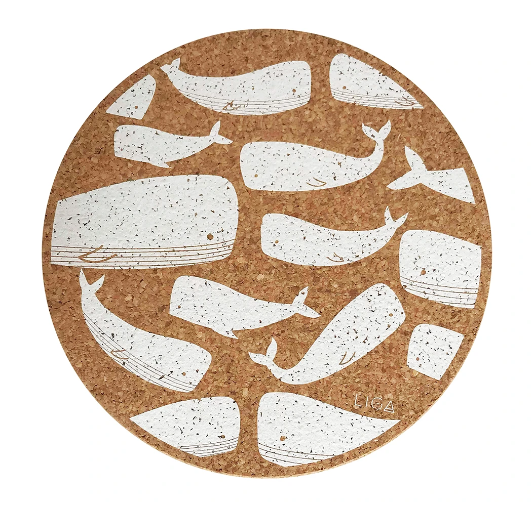 Cork Placemat White Whales