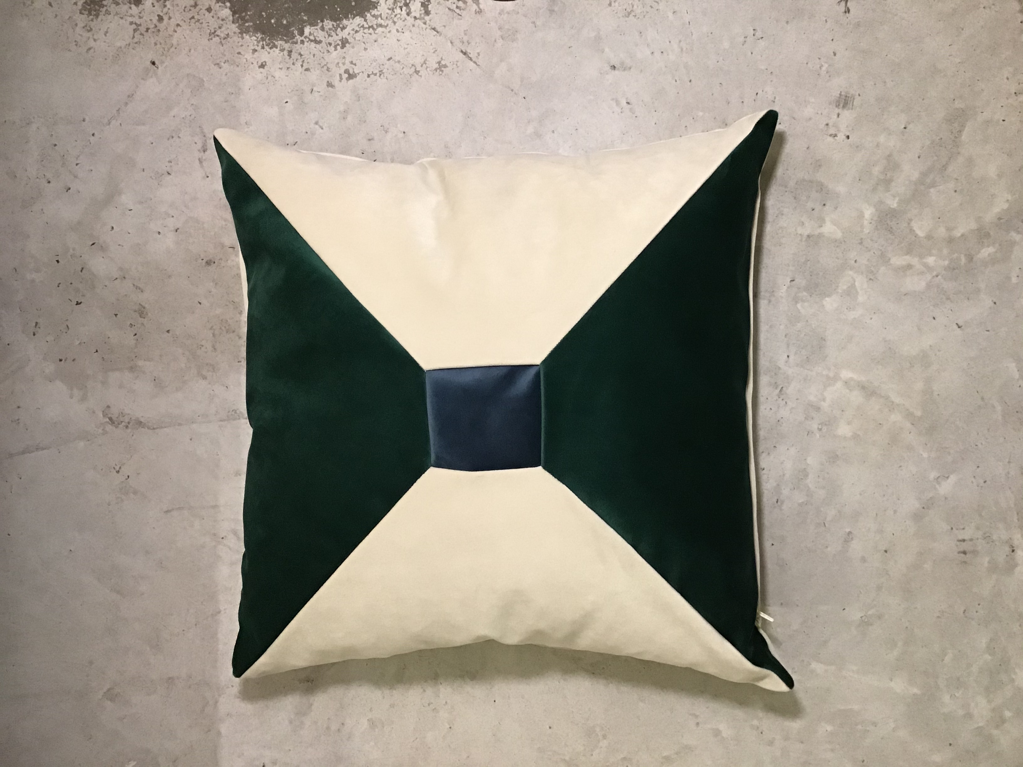 Pipa Simon Green and Beige Velvet Cushion