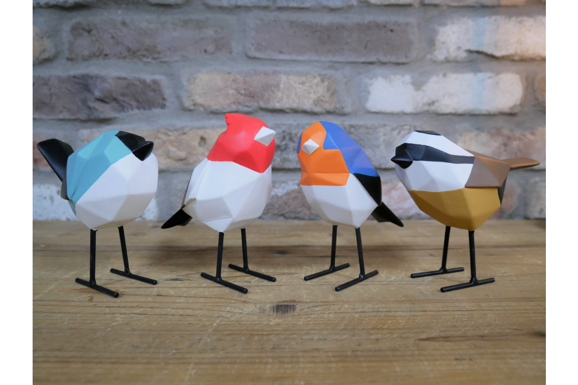&Quirky British Garden Geometric Birds Set of 4