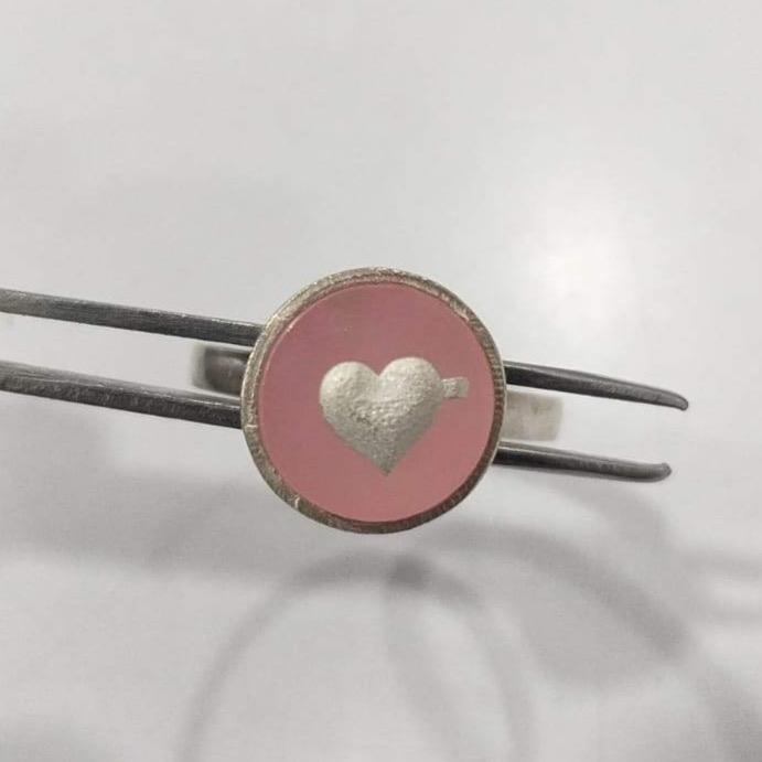 Stellar Midi Heart Rose Quartz Adjustable Ring