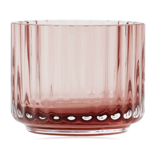 Lyngby Porcelaen Mouth Blown Glass Tealight Holder Pink