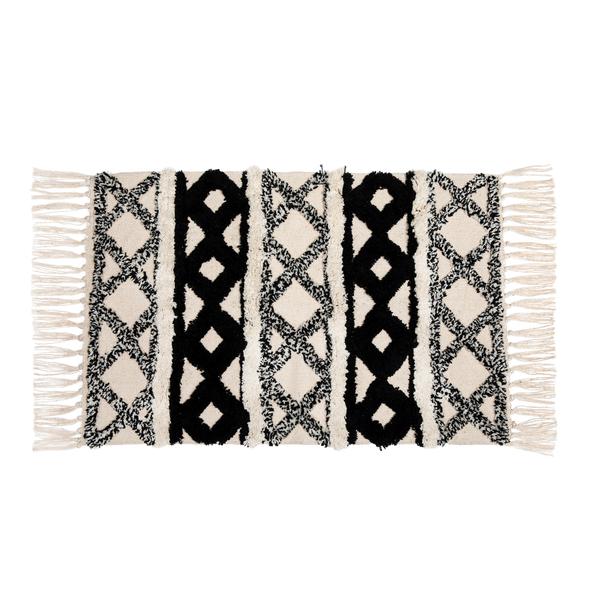 Black And White Boho Tuft Rug