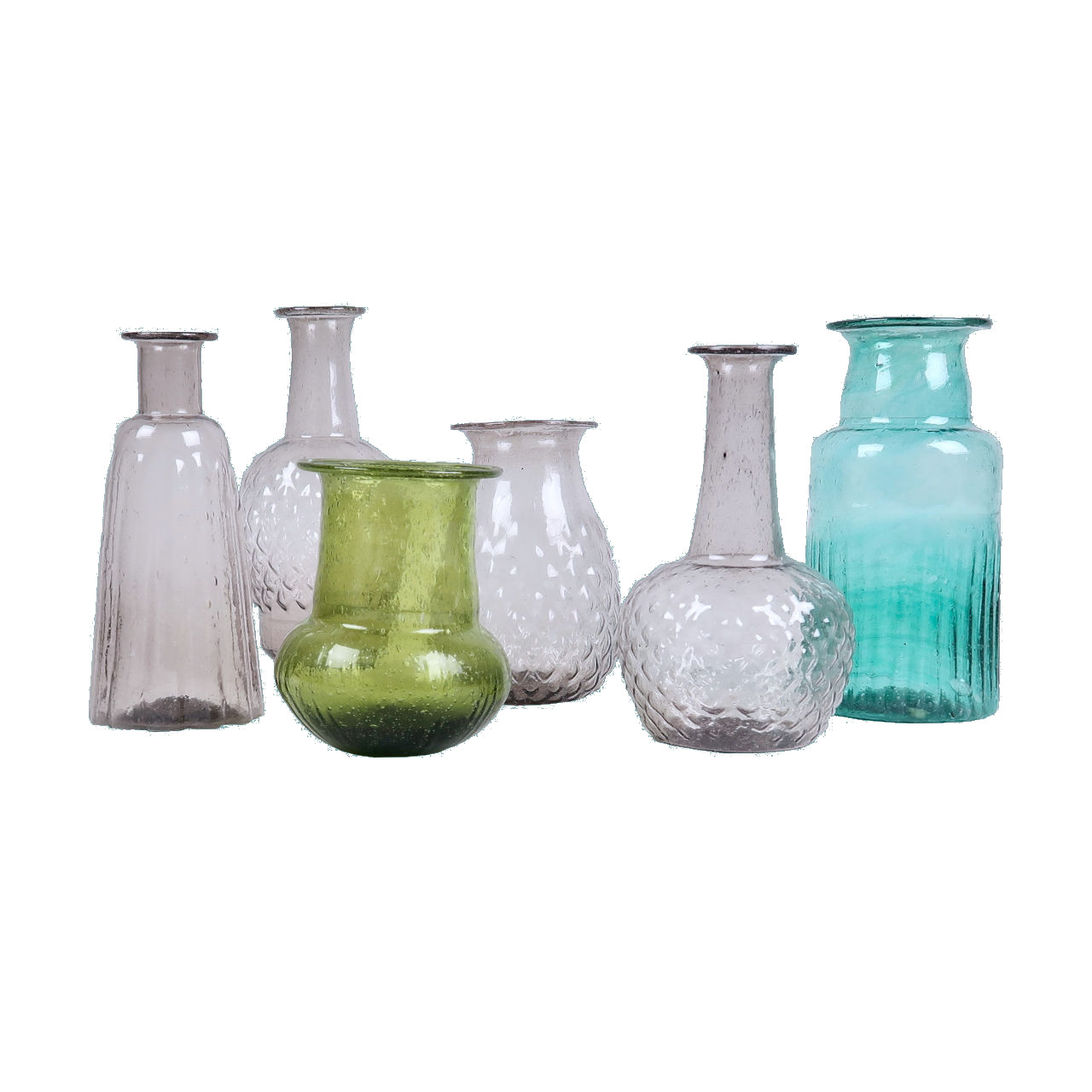 Grand Illusions Set of 6 Coloured Recycled Glass Vases