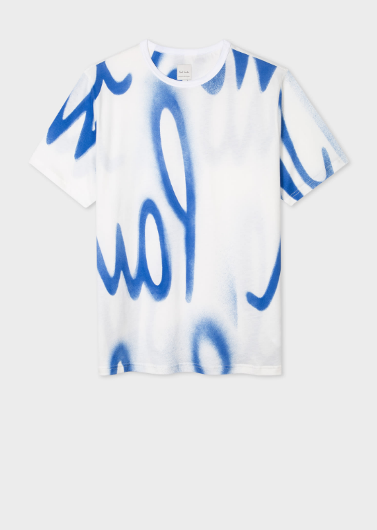 Paul Smith White 'Spray' Print Cotton T-Shirt