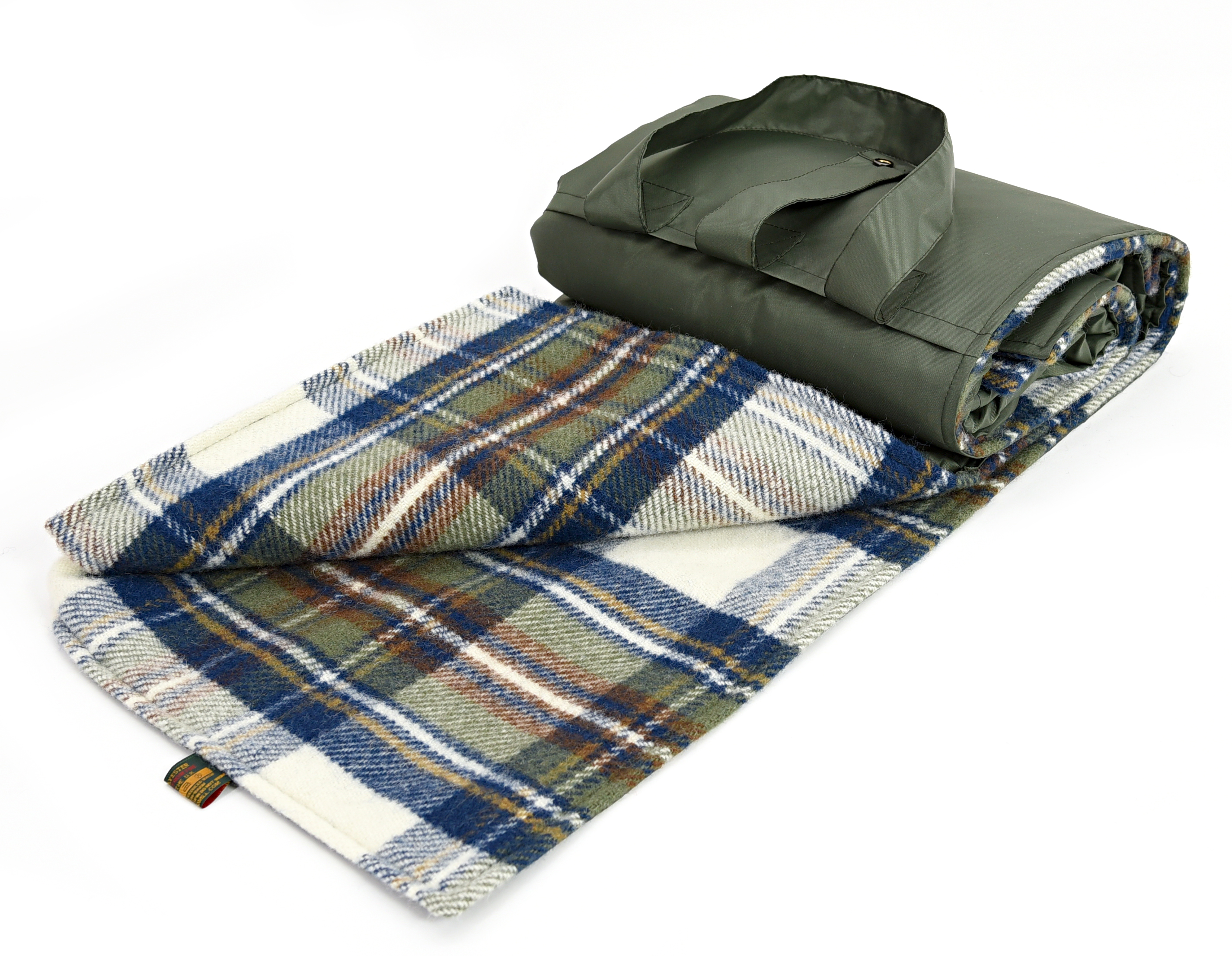 Tweedmill Dress Stewart Tartan Muted Blue/Olive Eventer Pure New Wool Picnic Blanket