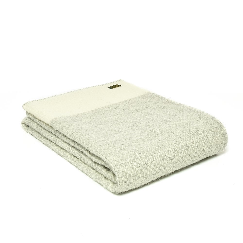 Crossweave Cream Pure New Wool Throw with Whipped Edge 140cm x 200cm