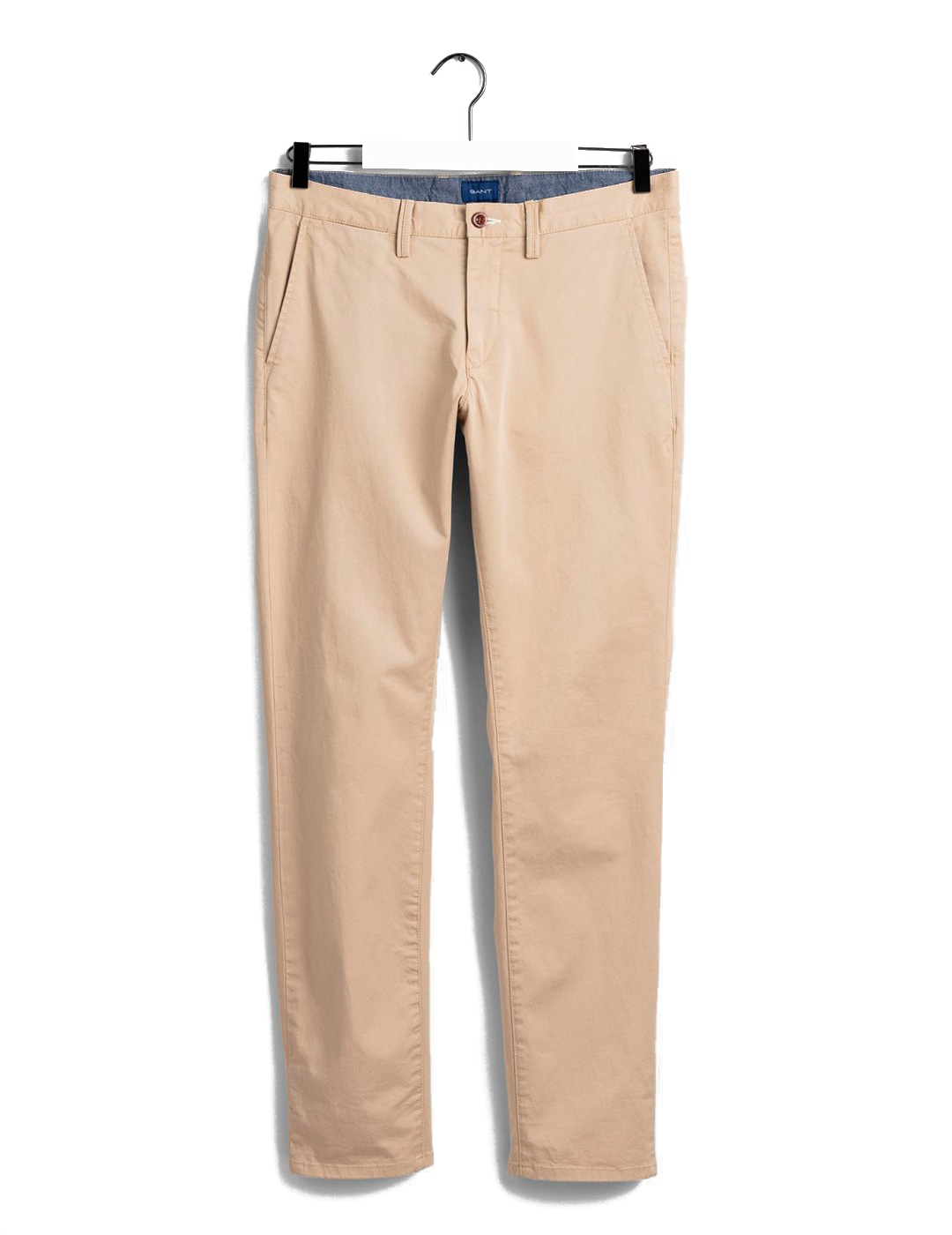 Beige Slim Twill Chinos Pants