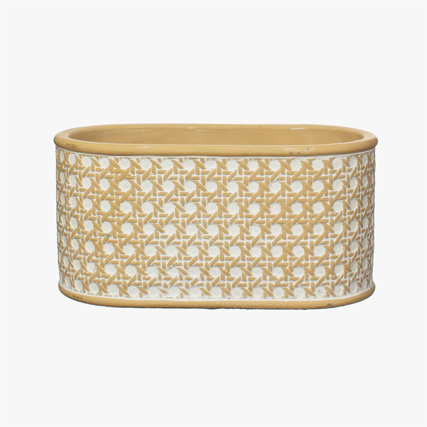 Papyrus Rattan Weave Concrete Trough Planter