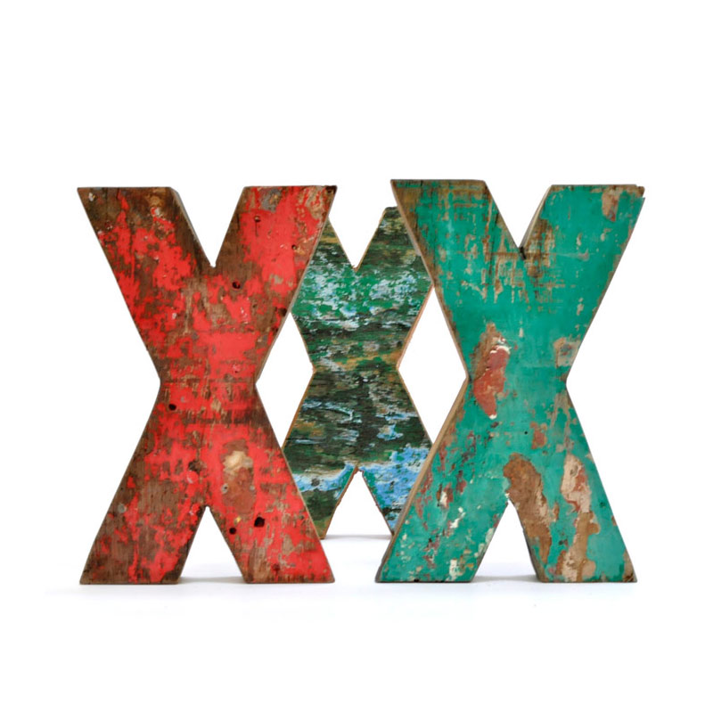 Fantastik Recycled Wooden Letter X
