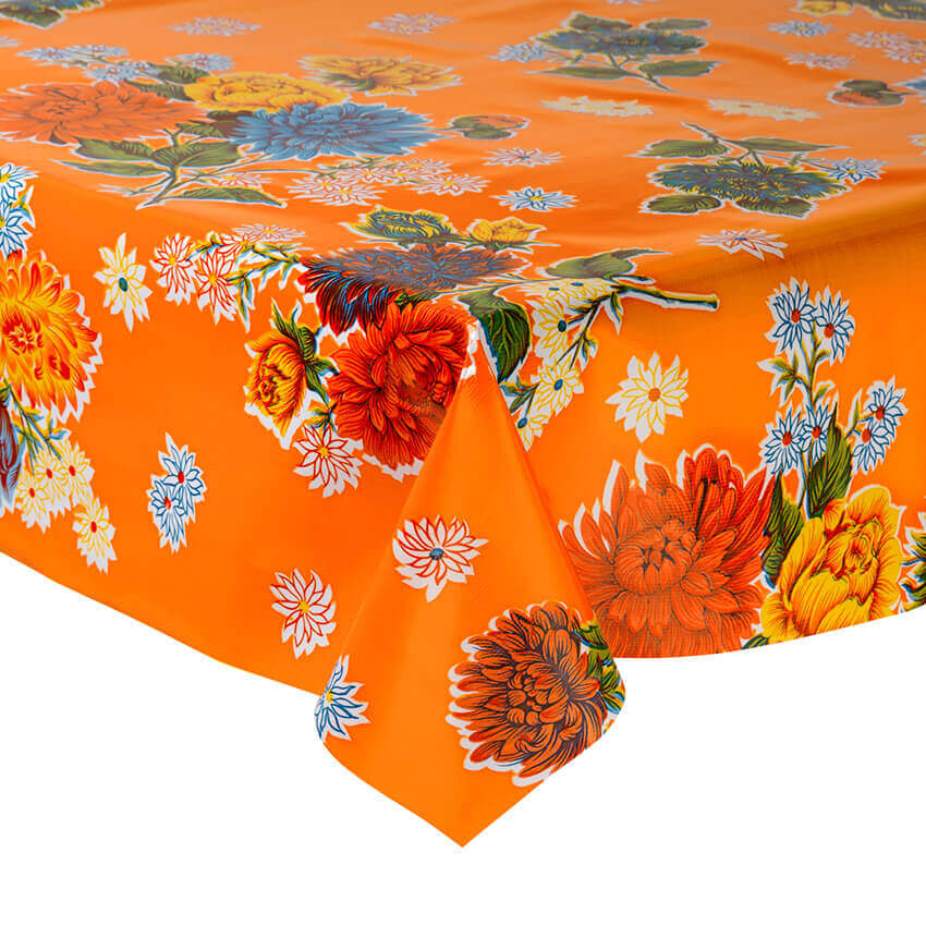 Fantastik Orange Chrysanthemum Oilcloth