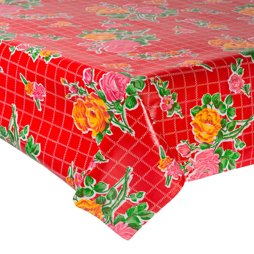 Fantastik Red Rosedal Mexican  Oilcloth