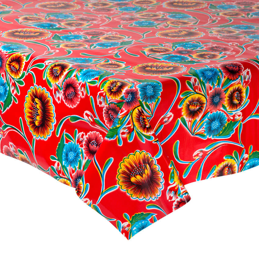 Fantastik Sweet Flower Red Mexican Oilcloth