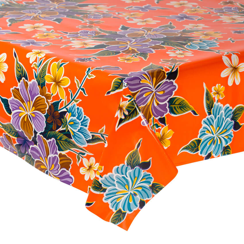 Fantastik Orange Hibiscus Oilcloth