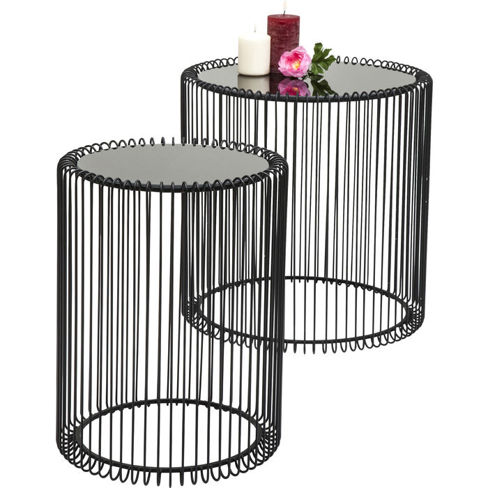 Kare Design Set of 2 Black Wire Side Table