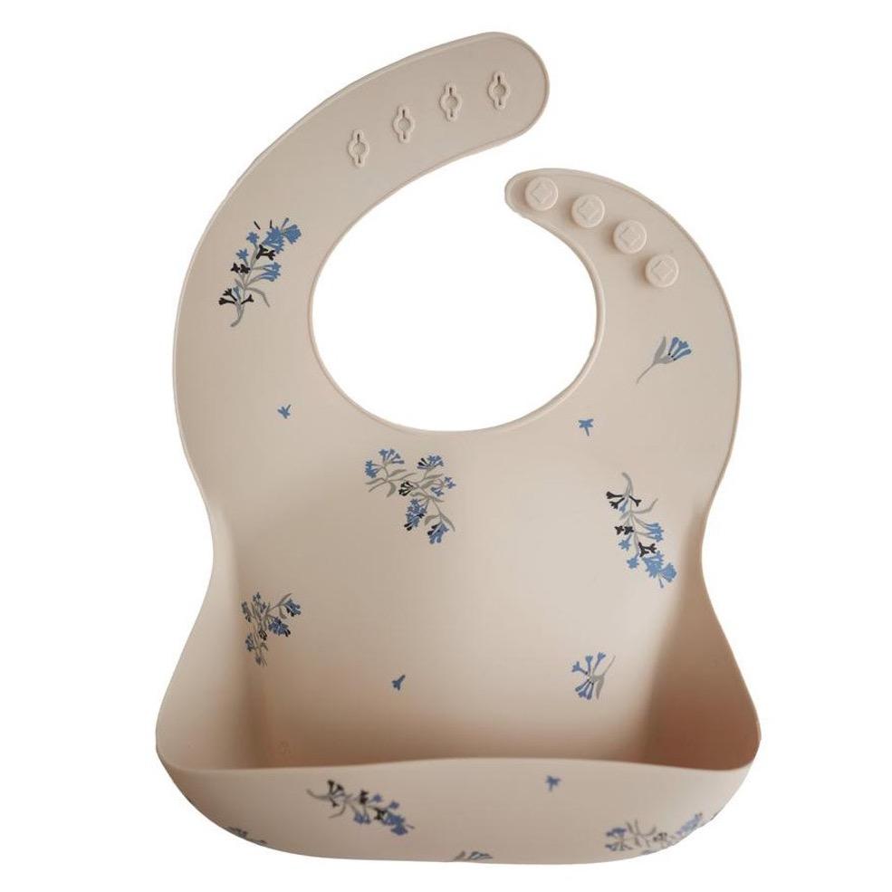 Mushie Bib In Silicone Lilac Flowers